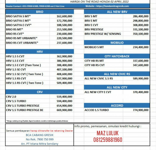Price List